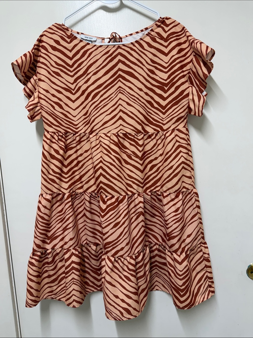 Nine West Rust Zebra Stripe Shift Dress on Blush